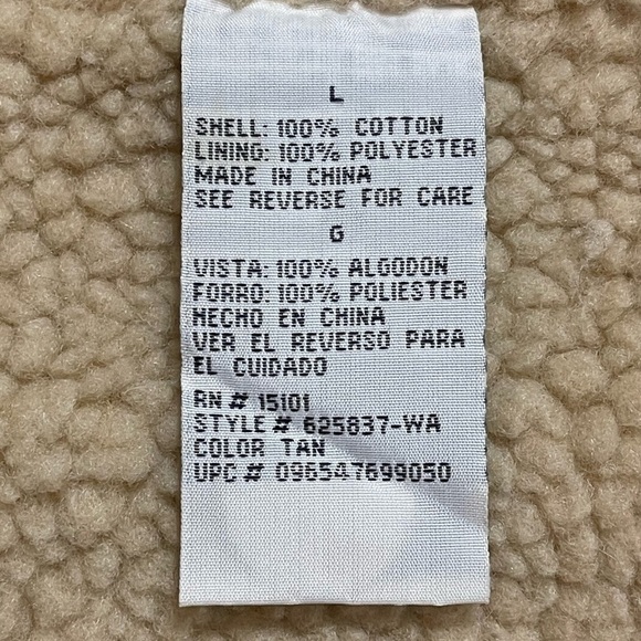 VINTAGE WRANGLER HERO FAUX SHERPA TAN LINED INSULATED VEST SZ LG EUC - Picture 8 of 12